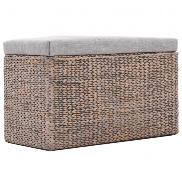 Bench With 2 Ottomans Seagrass Foot Stools Grey Image 7