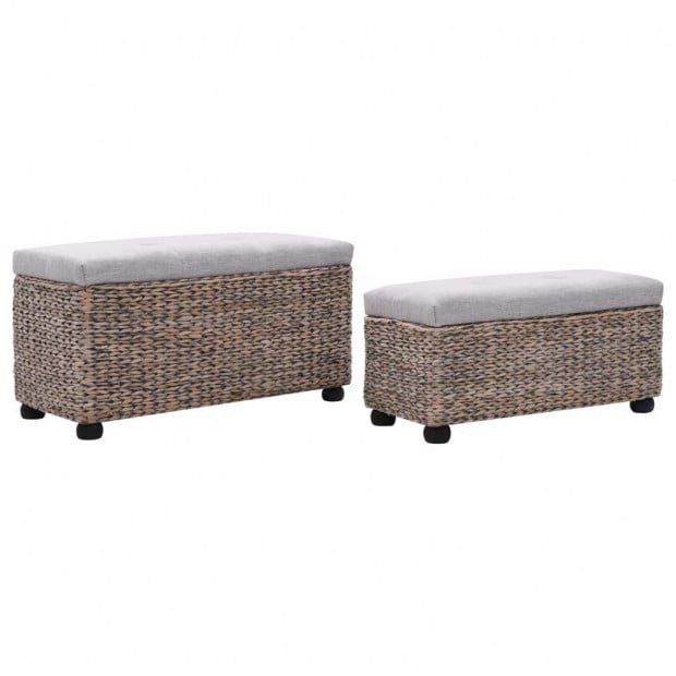 Bench Set 2 Pieces Seagrass Grey Image 2