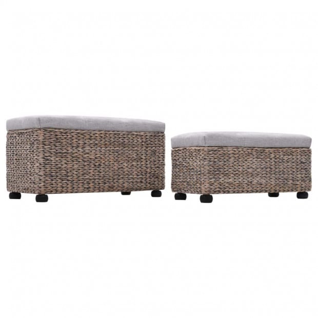 Bench Set 2 Pieces Seagrass Grey Image 3