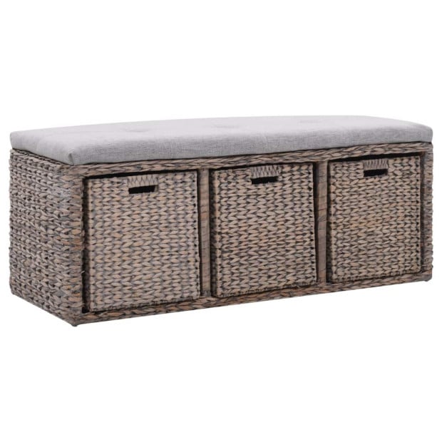 Bench With 3 Baskets Seagrass 105x40x42 Cm Grey