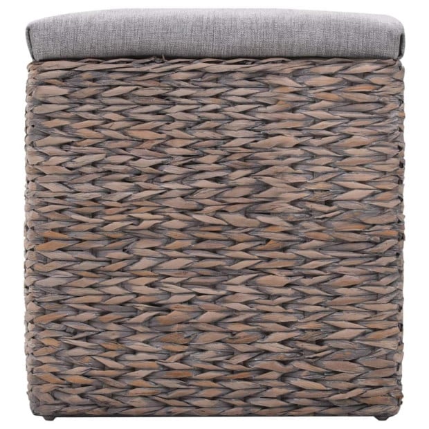 Bench With 3 Baskets Seagrass 105x40x42 Cm Grey Image 3