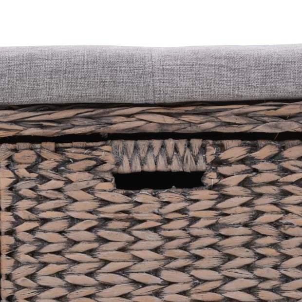 Bench With 3 Baskets Seagrass 105x40x42 Cm Grey Image 6