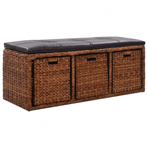 Bench With 3 Baskets Seagrass 105x40x42 Cm Brown