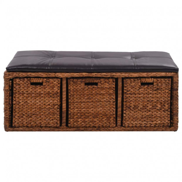 Bench With 3 Baskets Seagrass 105x40x42 Cm Brown Image 2