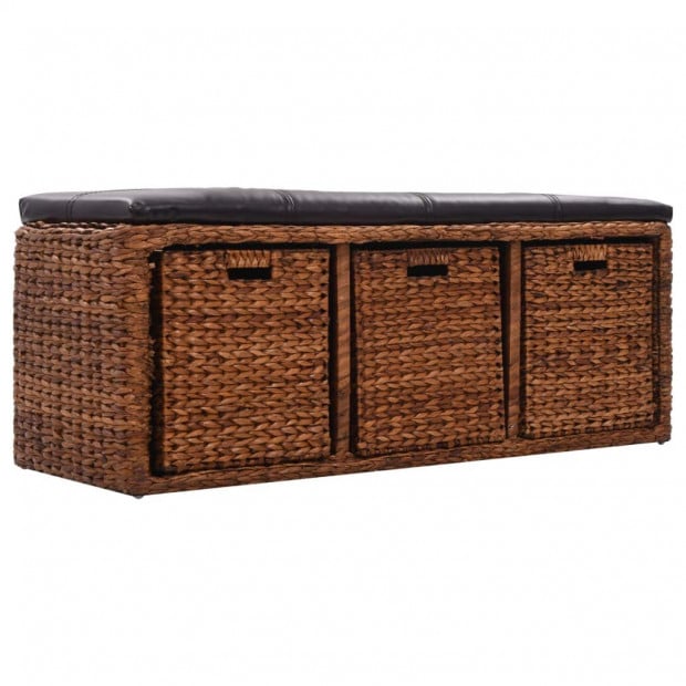 Bench With 3 Baskets Seagrass 105x40x42 Cm Brown Image 3
