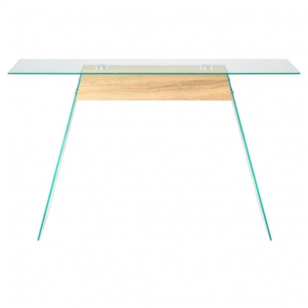Console Table MDF And Glass 120x30x76cm Oak Image 2