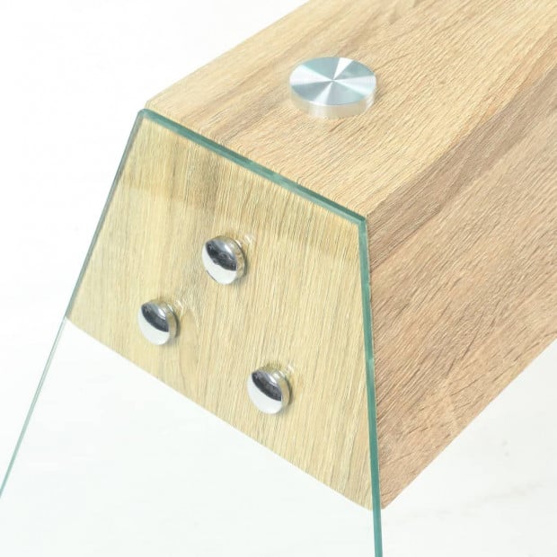 Console Table MDF And Glass 120x30x76cm Oak Image 3