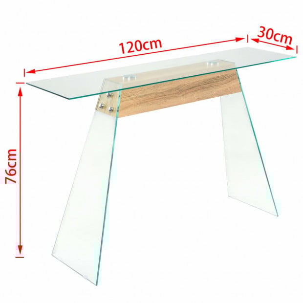 Console Table MDF And Glass 120x30x76cm Oak Image 5