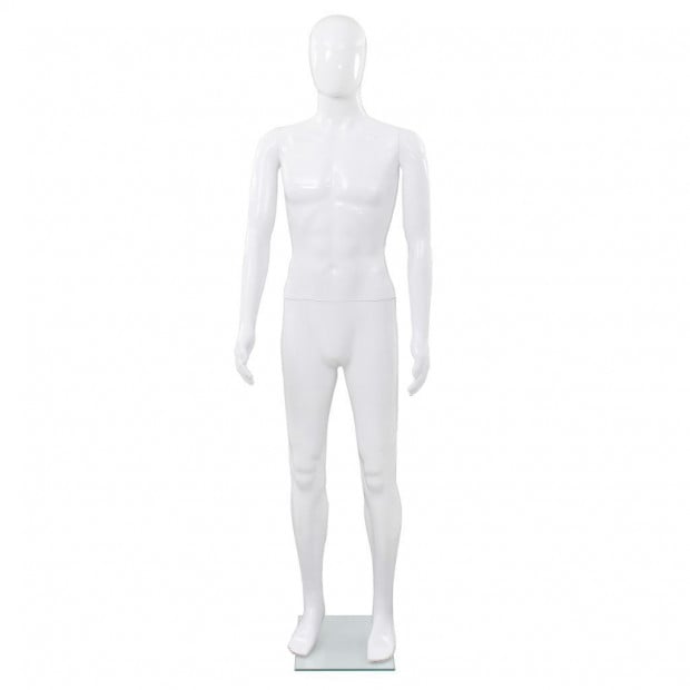 Full Body Male Mannequin With Glass Base Glossy White 185 Cm Image 3
