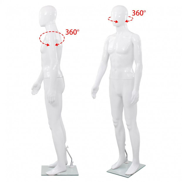 Full Body Male Mannequin With Glass Base Glossy White 185 Cm Image 6