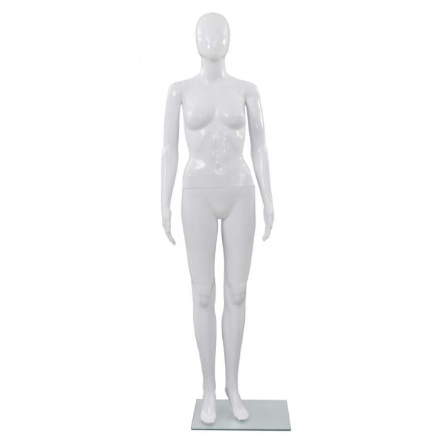 Full Body Female Mannequin With Glass Base Glossy White 175 Cm Image 3