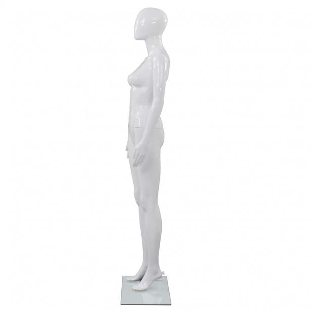 Full Body Female Mannequin With Glass Base Glossy White 175 Cm Image 4