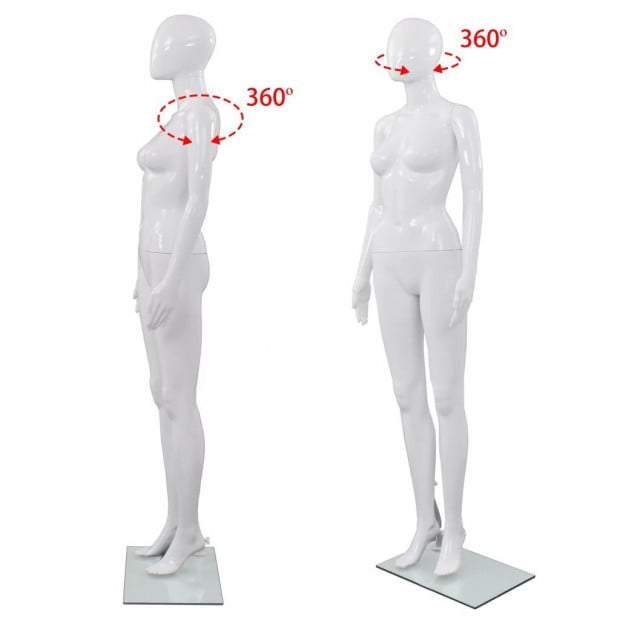 Full Body Female Mannequin With Glass Base Glossy White 175 Cm Image 6