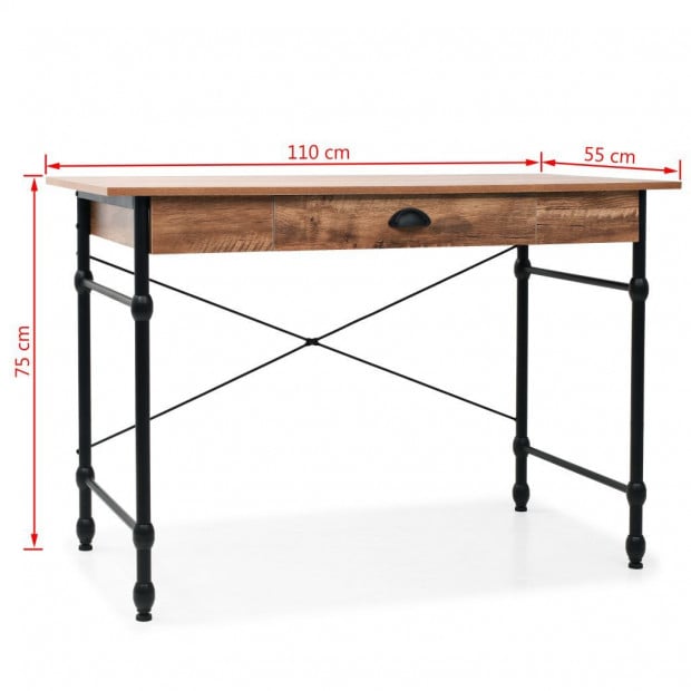 Writing Desk With Drawer 110x55x75 Cm Oak Colour Image 8