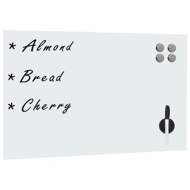 Wall Mounted Magnetic Whiteboard Glass 60x40 Cm