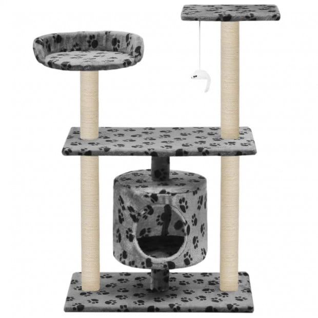 Cat Tree With Sisal Scratching Posts 95 Cm Grey Paw Prints Image 3