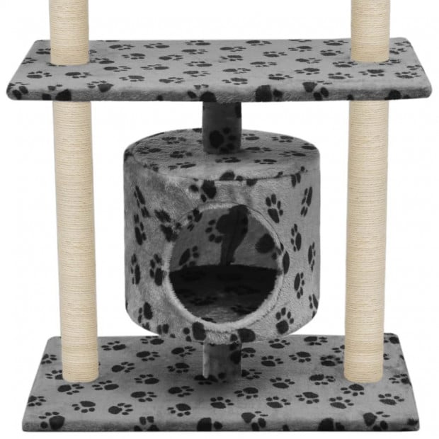 Cat Tree With Sisal Scratching Posts 95 Cm Grey Paw Prints Image 4