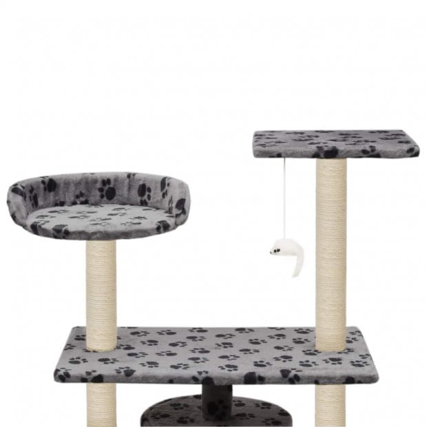 Cat Tree With Sisal Scratching Posts 95 Cm Grey Paw Prints Image 5