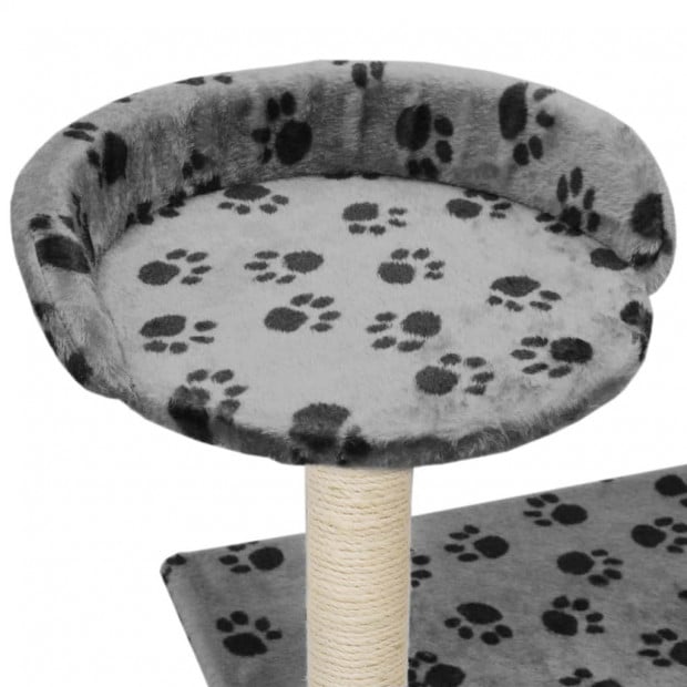 Cat Tree With Sisal Scratching Posts 95 Cm Grey Paw Prints Image 6