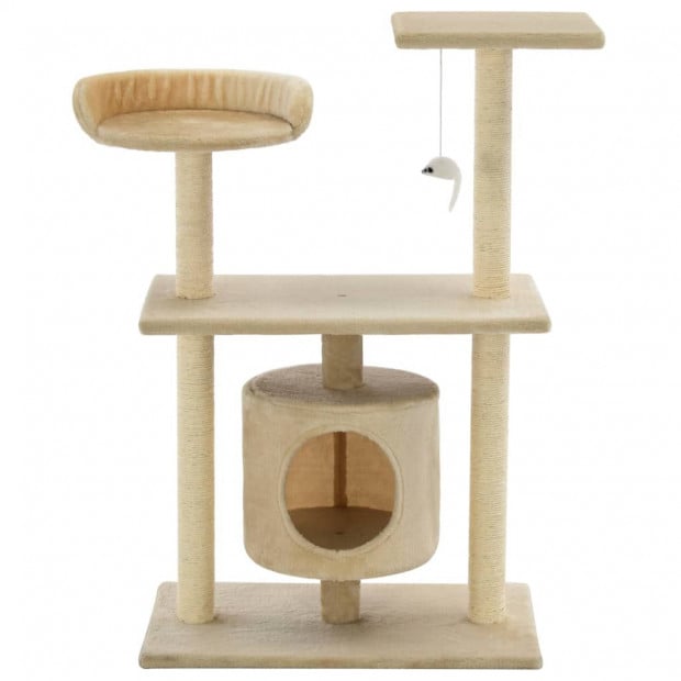 Cat Tree With Sisal Scratching Posts 95 Cm Beige Image 3