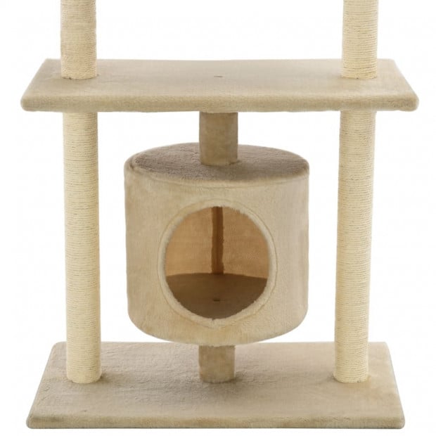 Cat Tree With Sisal Scratching Posts 95 Cm Beige Image 7