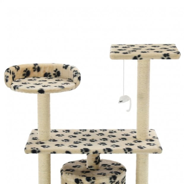 Cat Tree With Sisal Scratching Posts 95 Cm Beige Paw Prints Image 4