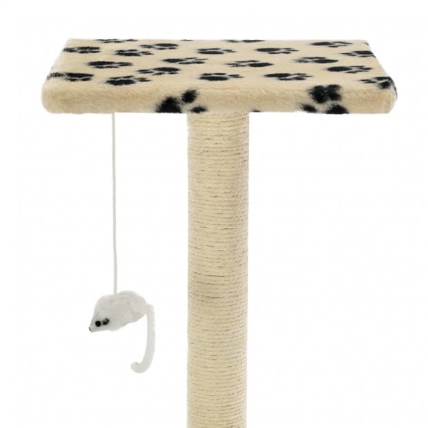 Cat Tree With Sisal Scratching Posts 95 Cm Beige Paw Prints Image 6