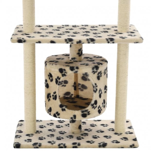 Cat Tree With Sisal Scratching Posts 95 Cm Beige Paw Prints Image 7