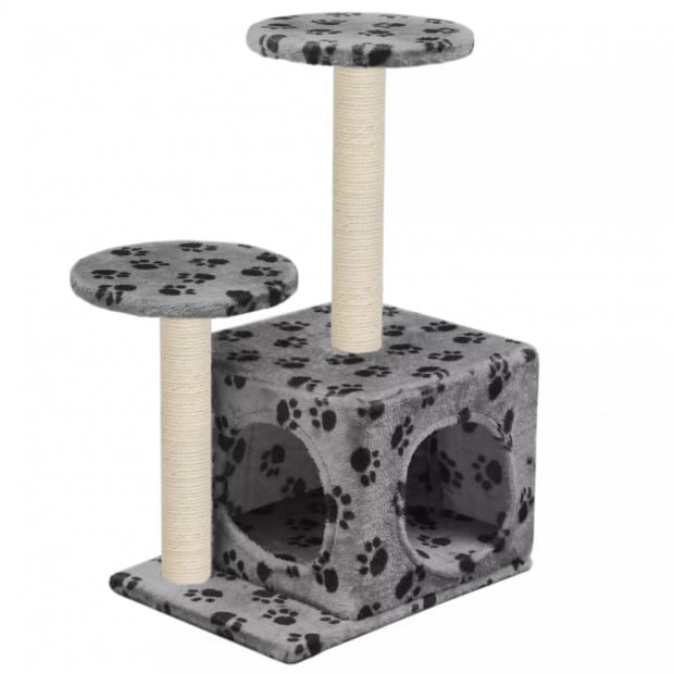 Cat Tree Sisal Scratching Posts 60 Cm Grey Paw Prints Image 2