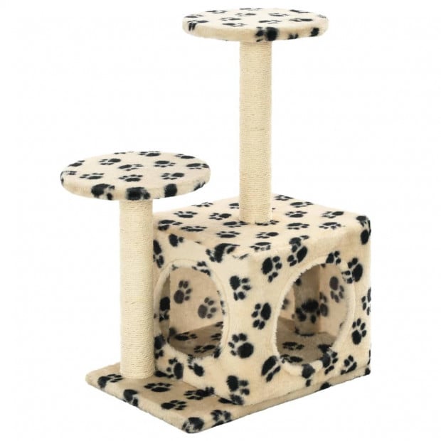 Cat Tree Sisal Scratching Posts 60 Cm Beige Paw Prints Image 2