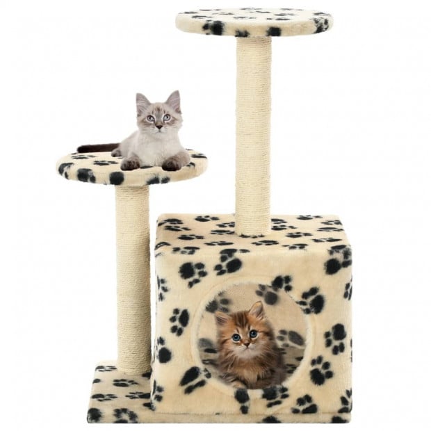 Cat Tree Sisal Scratching Posts 60 Cm Beige Paw Prints