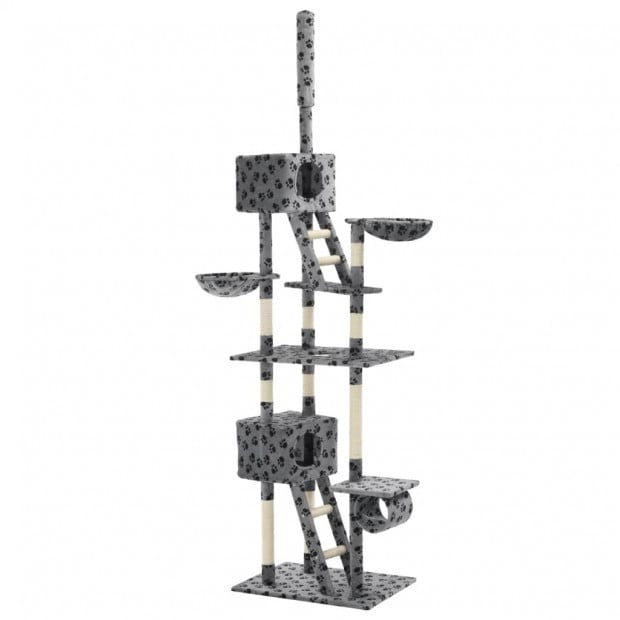 Cat Tree With Sisal Scratching Posts 230-260 Cm Grey Paw Prints Image 2
