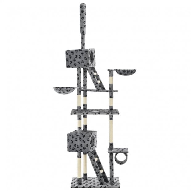 Cat Tree With Sisal Scratching Posts 230-260 Cm Grey Paw Prints Image 3
