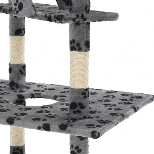 Cat Tree With Sisal Scratching Posts 230-260 Cm Grey Paw Prints Image 5