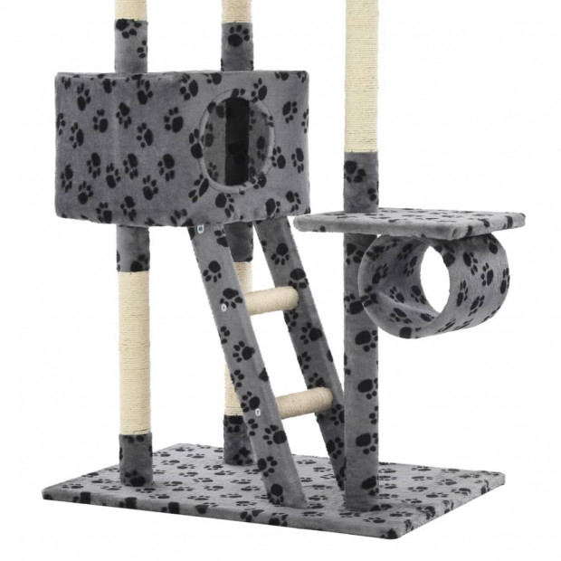 Cat Tree With Sisal Scratching Posts 230-260 Cm Grey Paw Prints Image 6