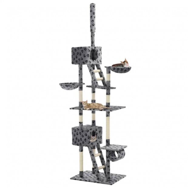 Cat Tree With Sisal Scratching Posts 230-260 Cm Grey Paw Prints