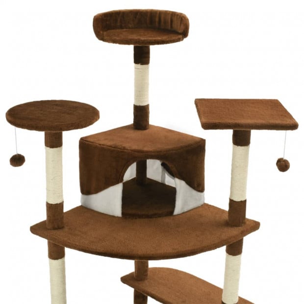 Cat Tree With Sisal Scratching Posts 203 Cm Brown And White Image 4
