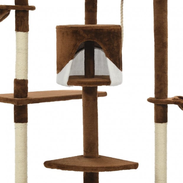 Cat Tree With Sisal Scratching Posts 203 Cm Brown And White Image 5