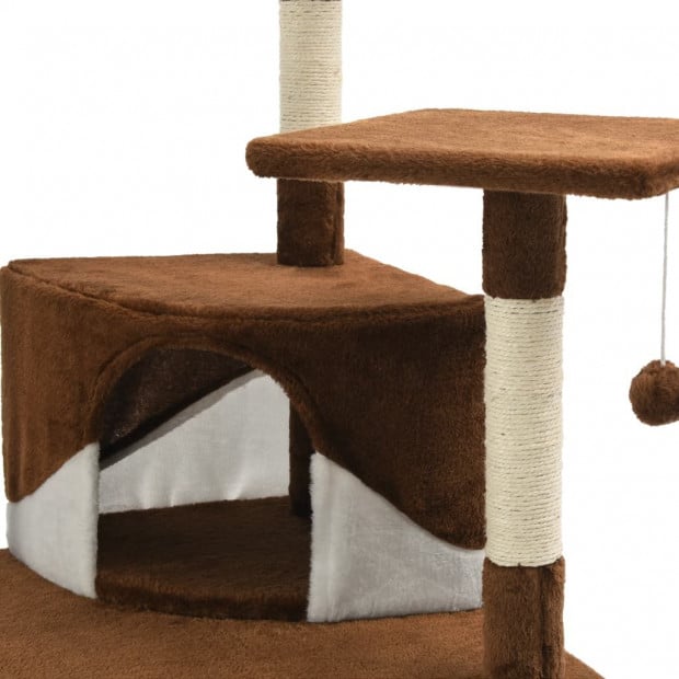 Cat Tree With Sisal Scratching Posts 203 Cm Brown And White Image 6