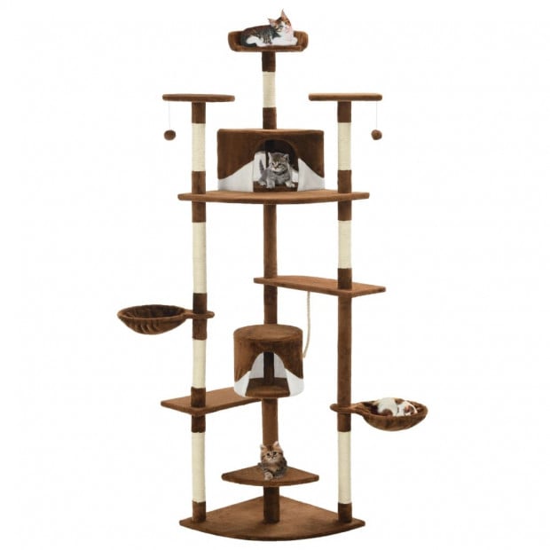Cat Tree With Sisal Scratching Posts 203 Cm Brown And White