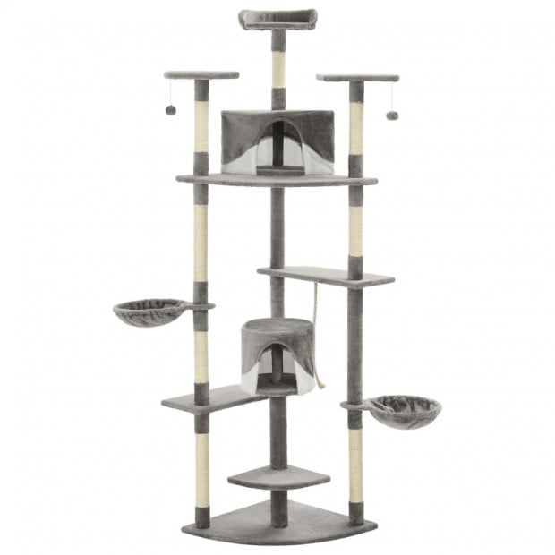 Cat Tree With Sisal Scratching Posts 203 Cm Grey And White Image 2