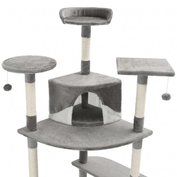 Cat Tree With Sisal Scratching Posts 203 Cm Grey And White Image 4