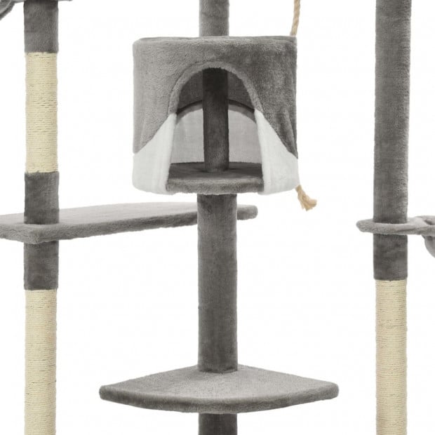 Cat Tree With Sisal Scratching Posts 203 Cm Grey And White Image 5