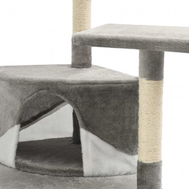 Cat Tree With Sisal Scratching Posts 203 Cm Grey And White Image 6