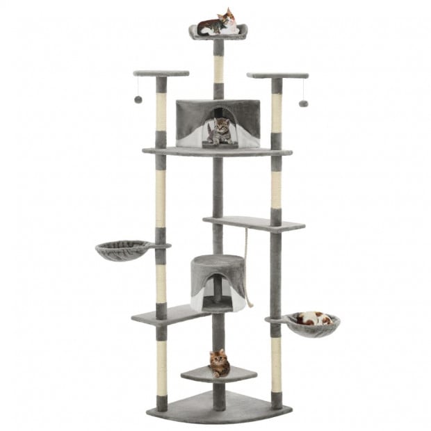 Cat Tree With Sisal Scratching Posts 203 Cm Grey And White