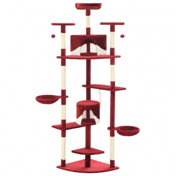 Cat Tree With Sisal Scratching Posts 203 Cm Red And White Image 2