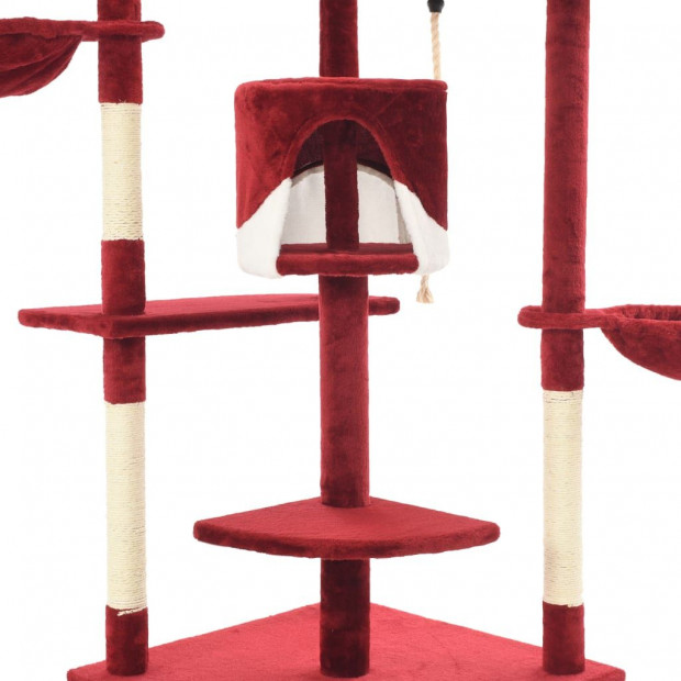 Cat Tree With Sisal Scratching Posts 203 Cm Red And White Image 5