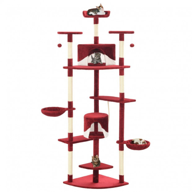 Cat Tree With Sisal Scratching Posts 203 Cm Red And White