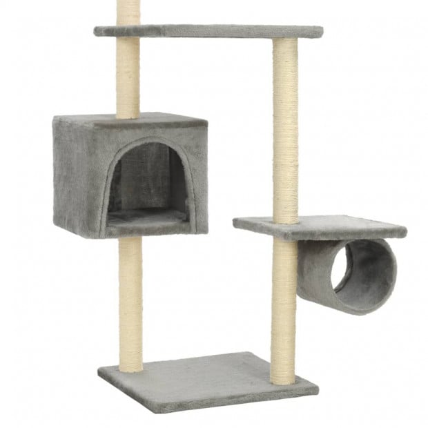 Cat Tree With Sisal Scratching Posts 260 Cm Grey Image 6