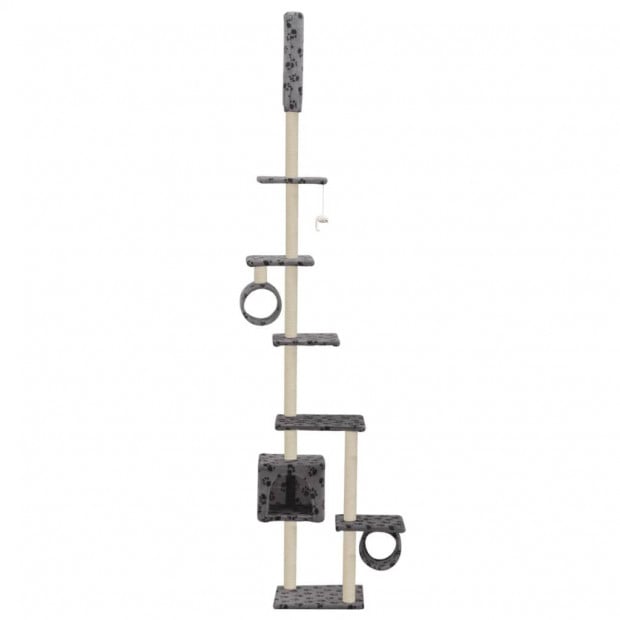 Cat Tree With Sisal Scratching Posts 260 Cm Grey Paw Prints Image 3